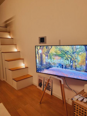 Yellow House - Duplex, Night view, White modern interior